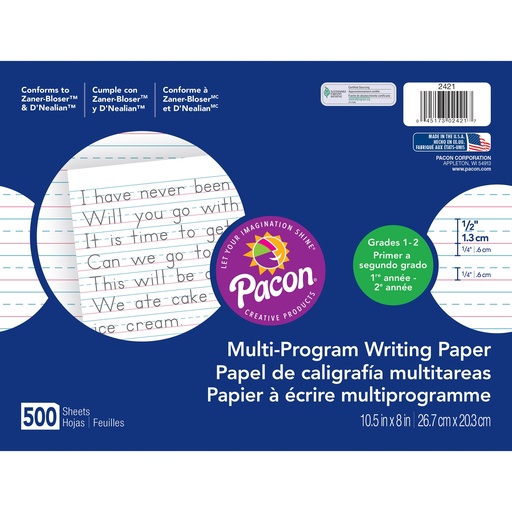 [2421 PAC] Multi Program Writing Paper Gr 1 or 2   Ream