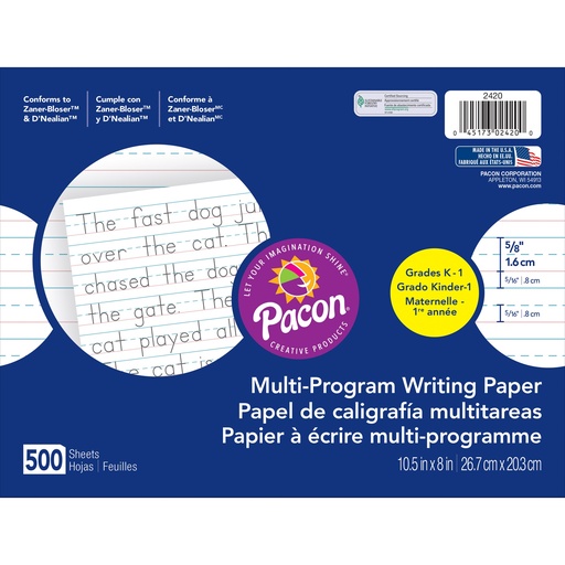 [2420 PAC] Multi Program Writing Paper Gr K or 1   Ream