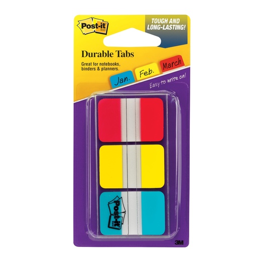 [686RYB MMM] Post It Durable Tabs Red Yellow and Blue