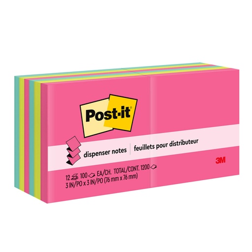 [R33012AN MMM] Post It Note Refills Assorted Neon 12 Pack