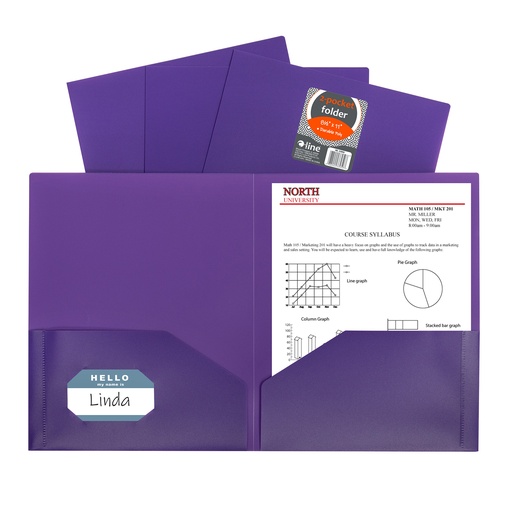 [76021 ESS] Purple Poly Two Pocket Portfolio (33959 CL)