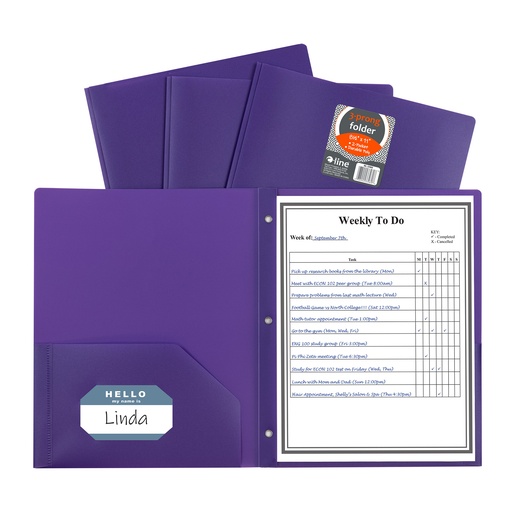 [76028 ESS] Purple 2 Pocket Poly Folder with Prongs (33969 CL)