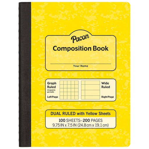 [MMK37163 PAC] Yellow Dual Ruled Composition Book