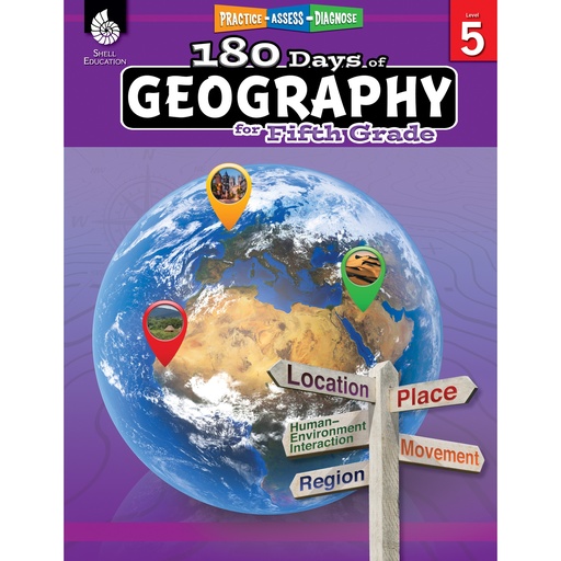 [28626 SHE] 180 Days of Geography for Fifth Grade