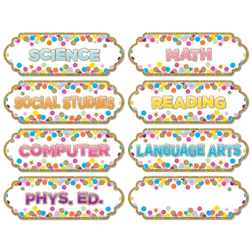 [19007 ASH] Confetti Classroom Subjects Magnetic Die-Cut Timesavers & Labels