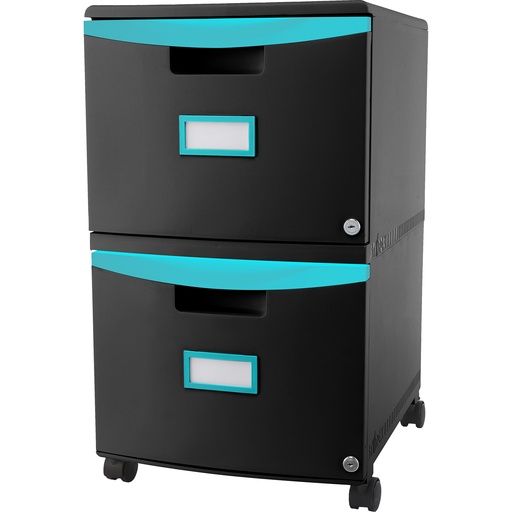 [61315U01C STX] 2 Drawer Mobile File Cabinet with Lock Black and Teal
