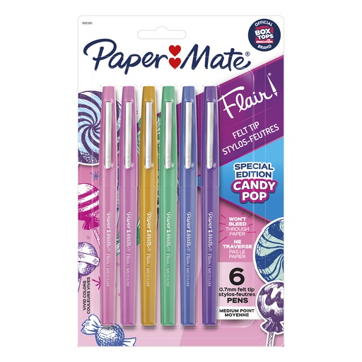 [1982365 SAN] PaperMate Flair 6 Color Medium Point Candy Pop Pens