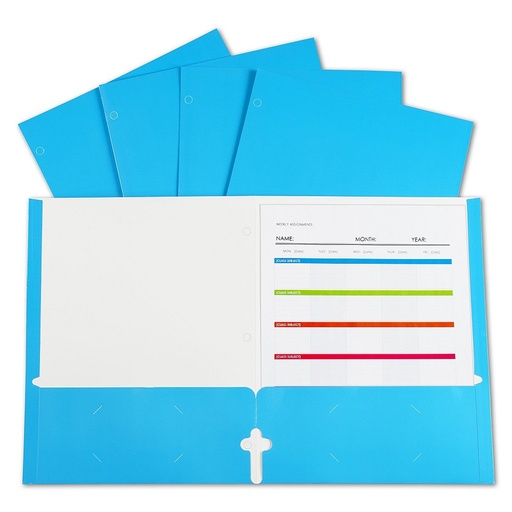 [06315 CL] Blue Laminated Paper Two Pocket Portfolios 25ct
