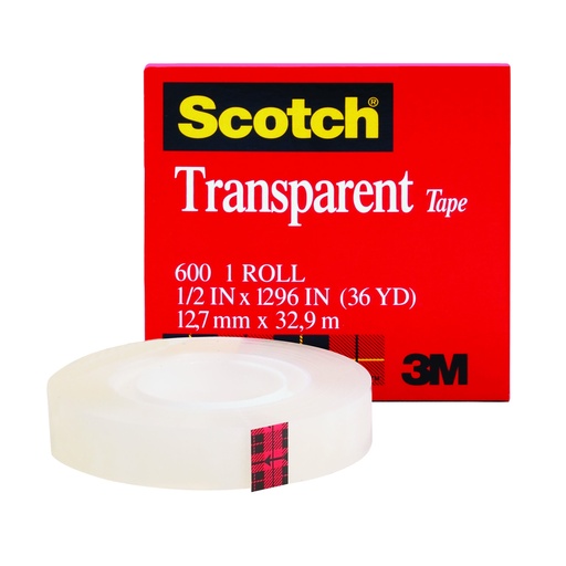 [60012X1296 MMM] 1/2" x 1296" Scotch Transparent Tape Roll