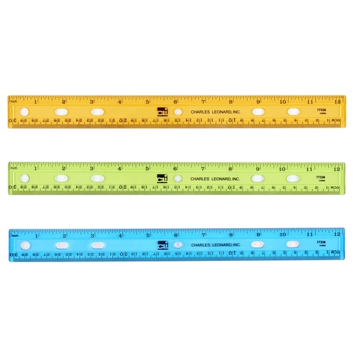 [77336 CLI] 12 inch Colored Plastic Ruler Each