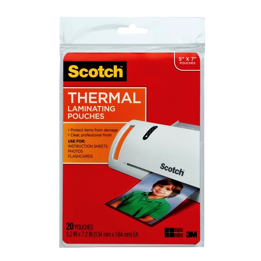 [TP590320 MMM] 20ct 5in x 7in Scotch Thermal Laminating Pouches