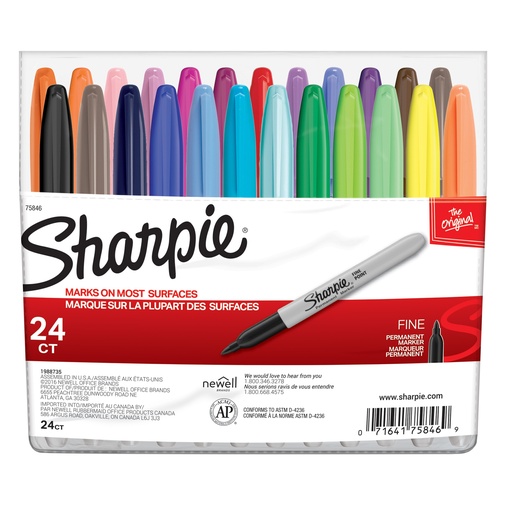 [75846 SAN] 24ct Fine Sharpie Permanent Markers