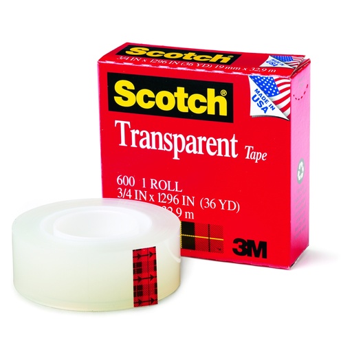 [60034X1296 MMM] 3/4" X 1296" Scotch Transparent Tape Roll
