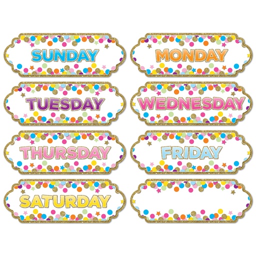 [19006 ASH] Confetti Days of the Week Magnetic Die-Cut Timesavers & Labels