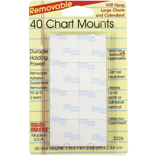 [3226 MIL] 40ct 1" Removable Chart Mounts Pack