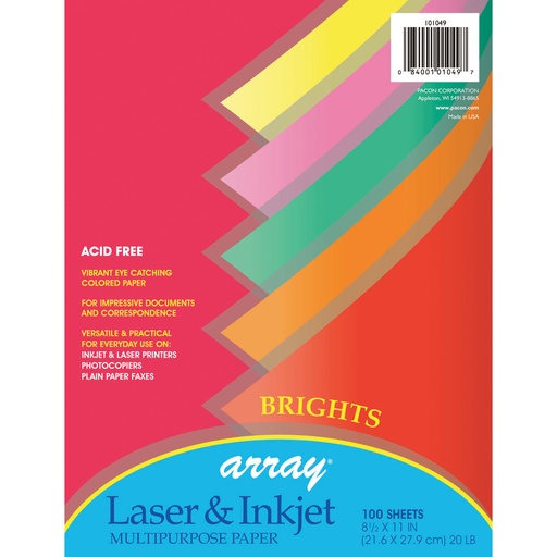 [101049 PAC] 100ct 8.5x11 Array Brights Multipurpose Paper