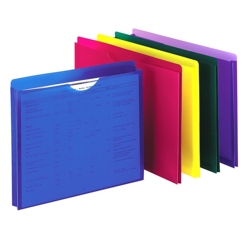 [50990 ESS] 10ct Assorted Translucent Poly File Jackets