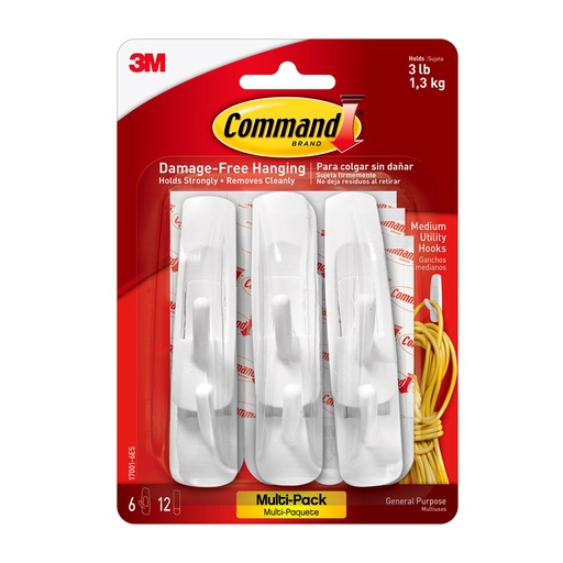 [170016ES MMM] 6ct Command Adhesives Mounting Hooks Pack