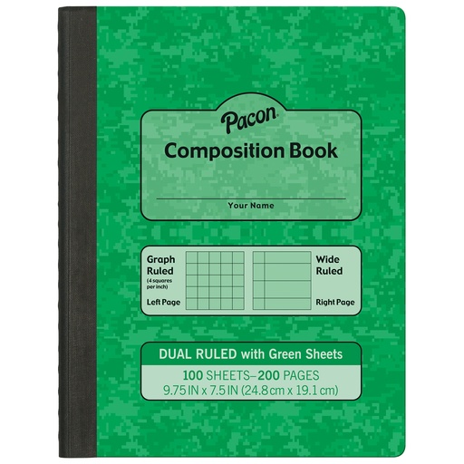 [MMK37162 PAC] Green Dual Ruled Composition Book