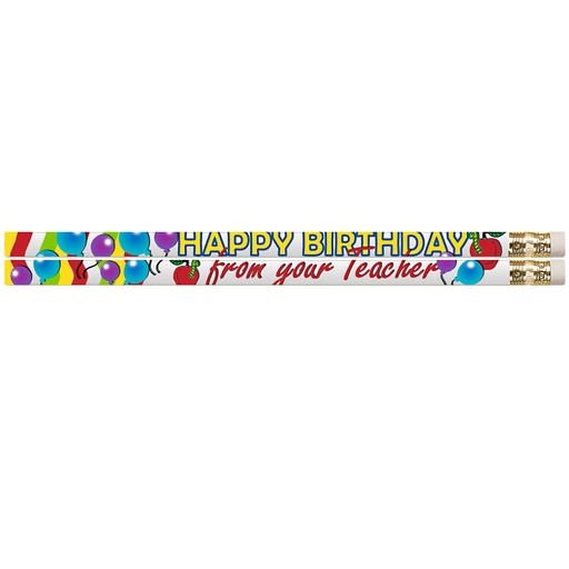 [D2267 MSG] 12ct Happy Birthday From Your Teacher Pencils
