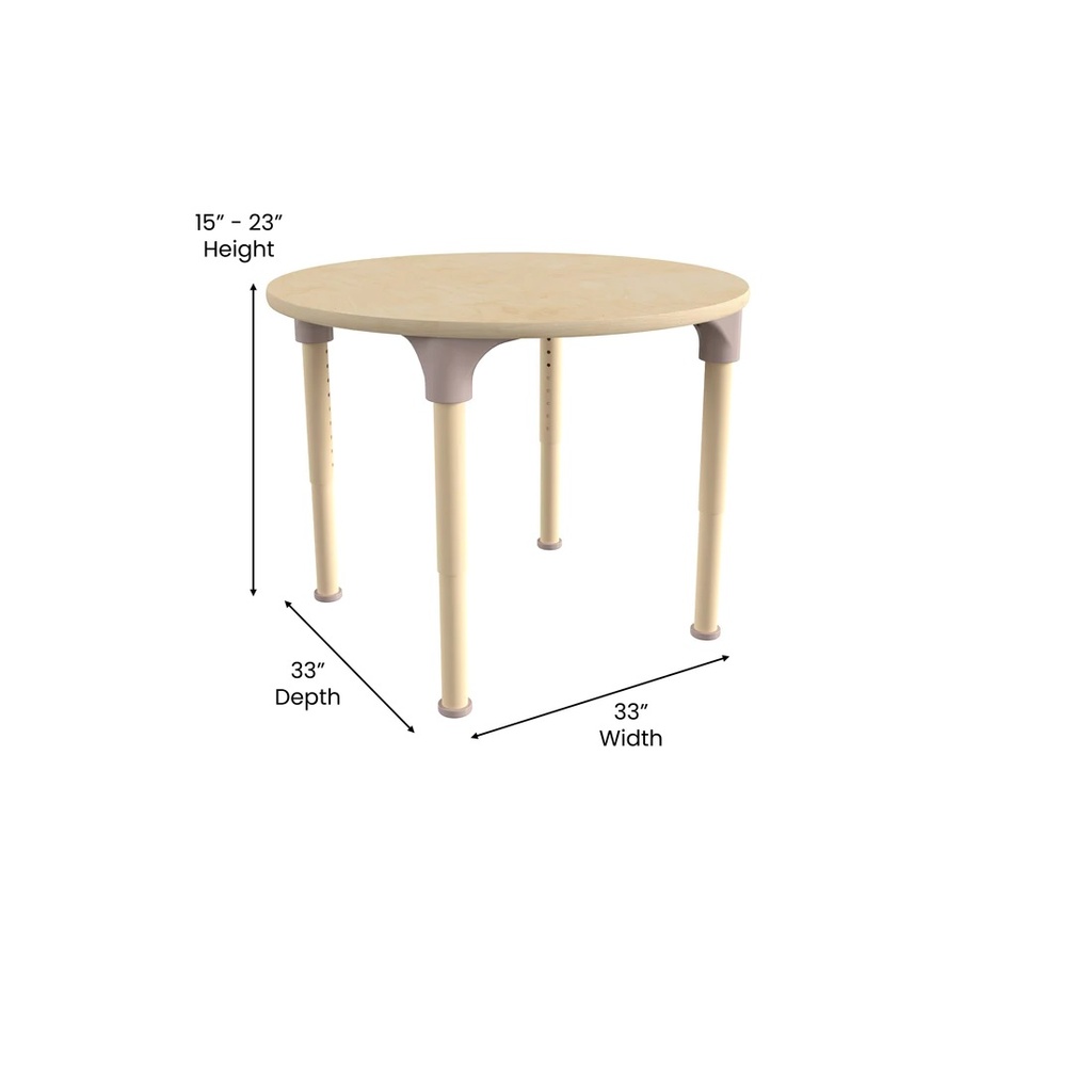 Bright Beginnings Commercial Grade Wooden Adjustable Height Classroom Activity Table