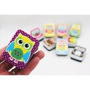 Non-Magnetic Mini Whiteboard Erasers, Color Owls, Pack of 10