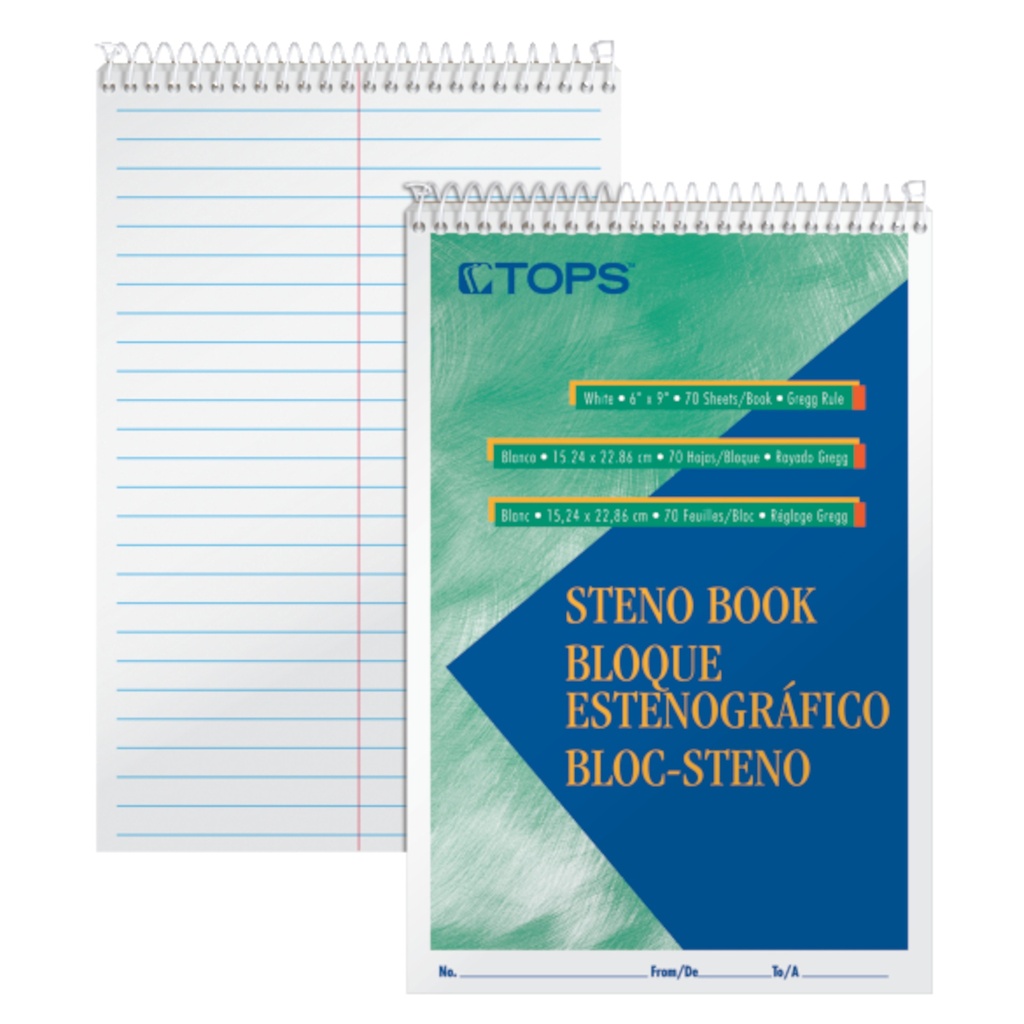 Steno Books, 6" x 9", Gregg Rule, 80 Sheets, Pack of 3