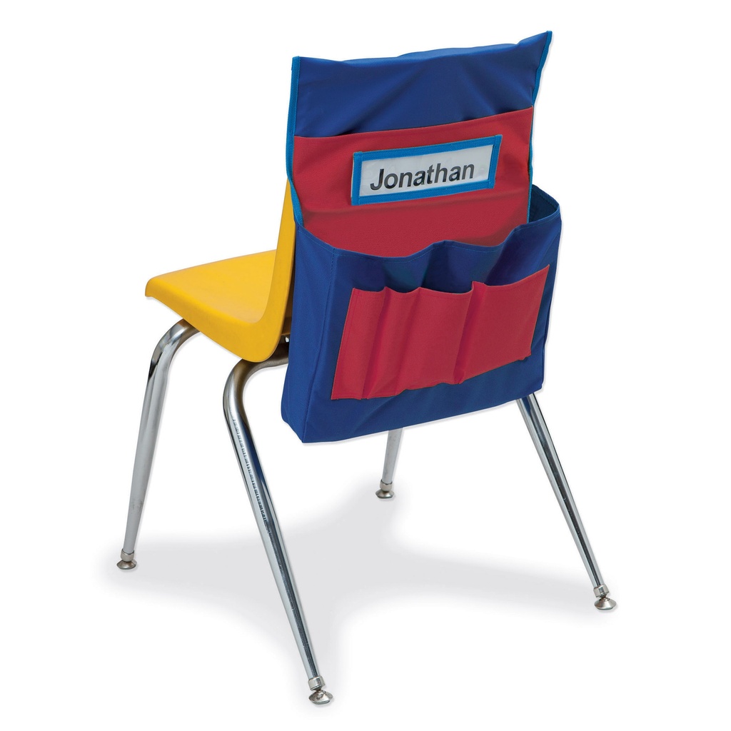 Chair Storage Pocket Chart, Blue & Red, 18-1/2"H x 14-1/2"W x 2-1/2"D, Pack of 2