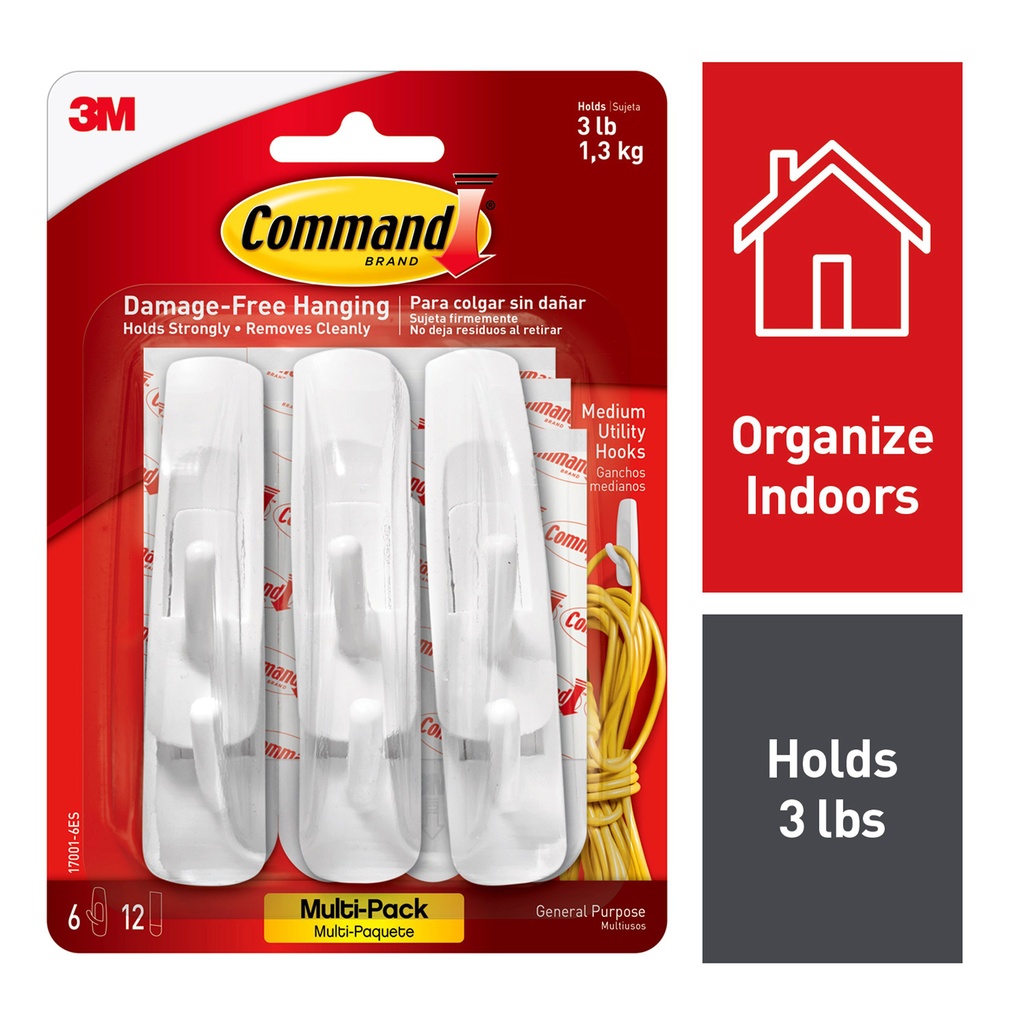 Command™ Medium Utility Hooks Multi-Pack 18ct