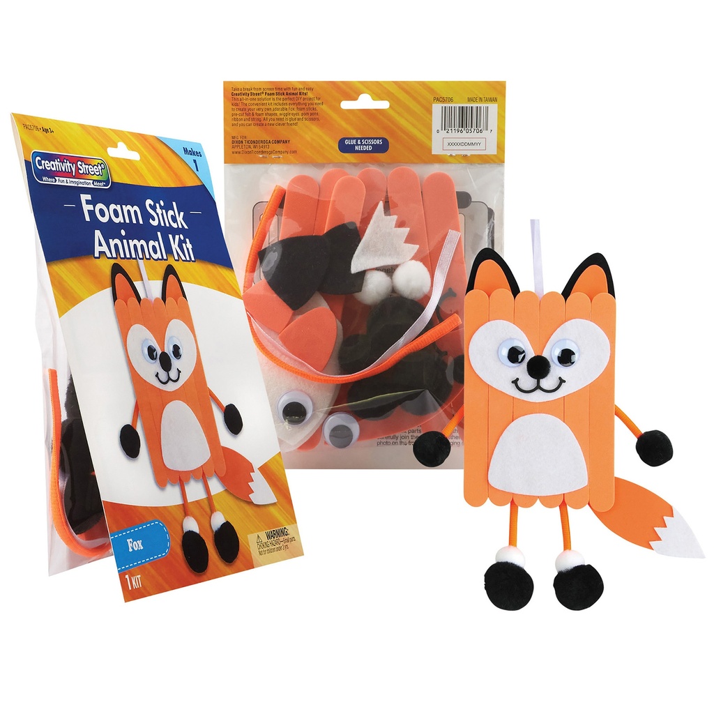 Felt & Foam Animal Craft Kits: Giraffe, Monkey, Tiger, Panda, Elephant & Fox