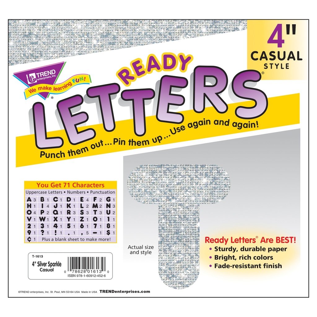 Silver Sparkle 4" Casual UC Ready Letters®