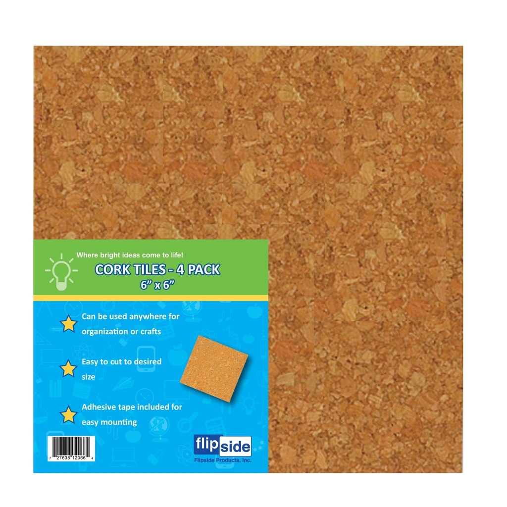 6" x 6" Natural Cork Tiles 12 Pack