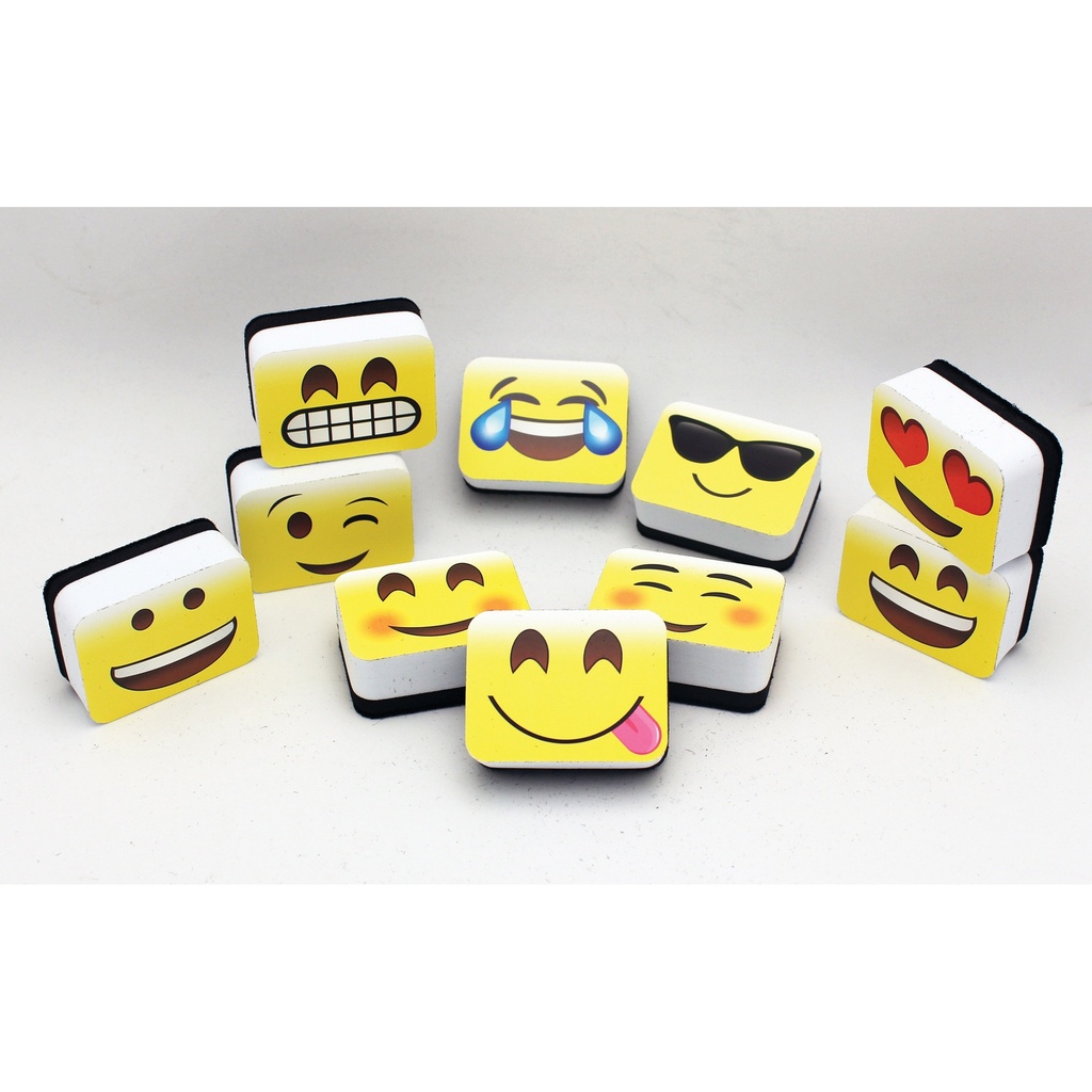 Emotions Icons Non-Magnetic Mini Whiteboard Erasers 30ct