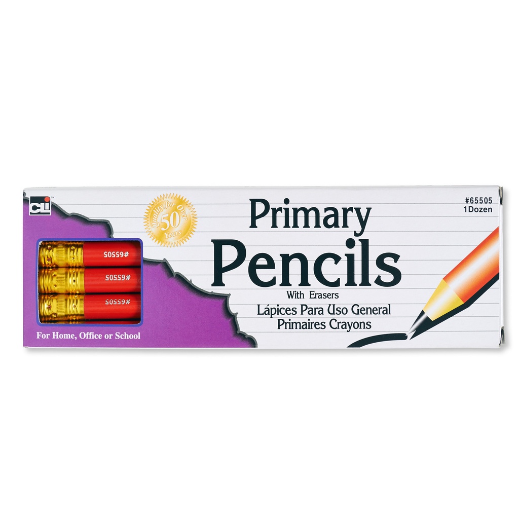 Red Primary Pencils with Erasers 36ct