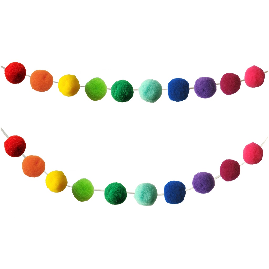 Rainbow Pom-Pom 12' Garlands 6ct 