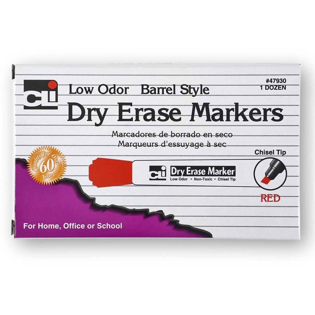 36ct Red Barrel Style Chisel Tip Dry Erase Markers