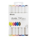 18 Dual Tip Sketch Markers in 6 Pastel Colors