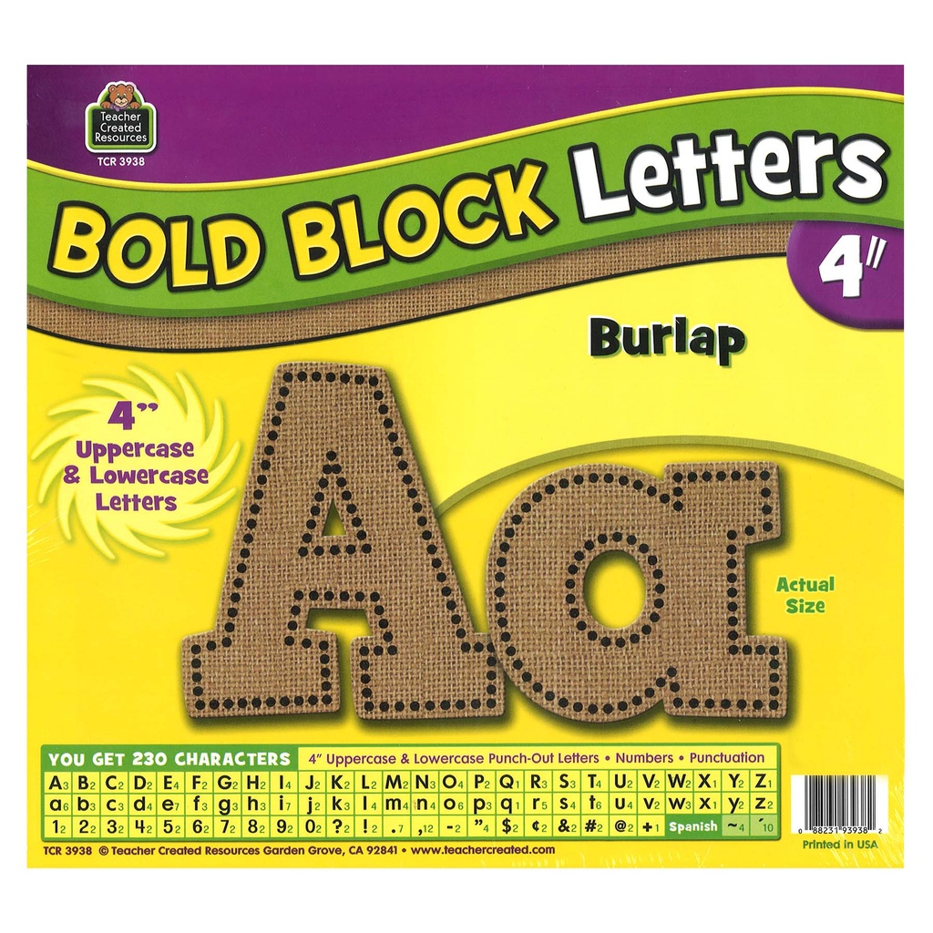 Burlap Design Bold Block 4" Letters Combo Pack