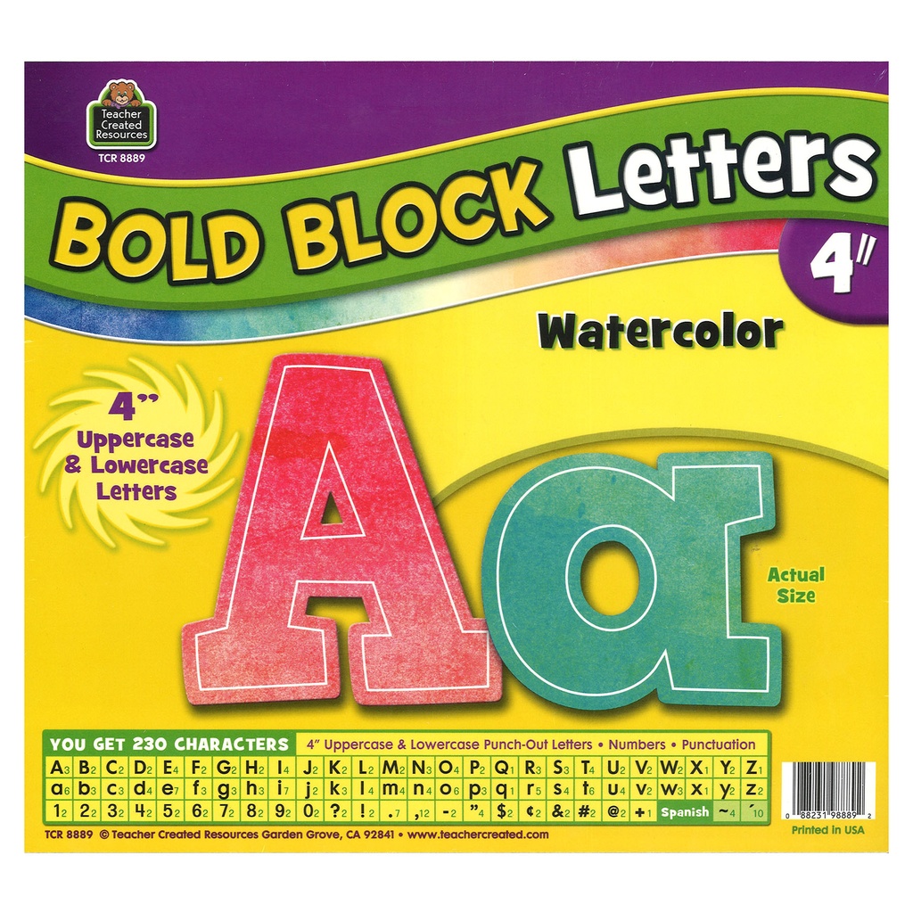 Watercolor Bold Block 4" Letters Combo Pack