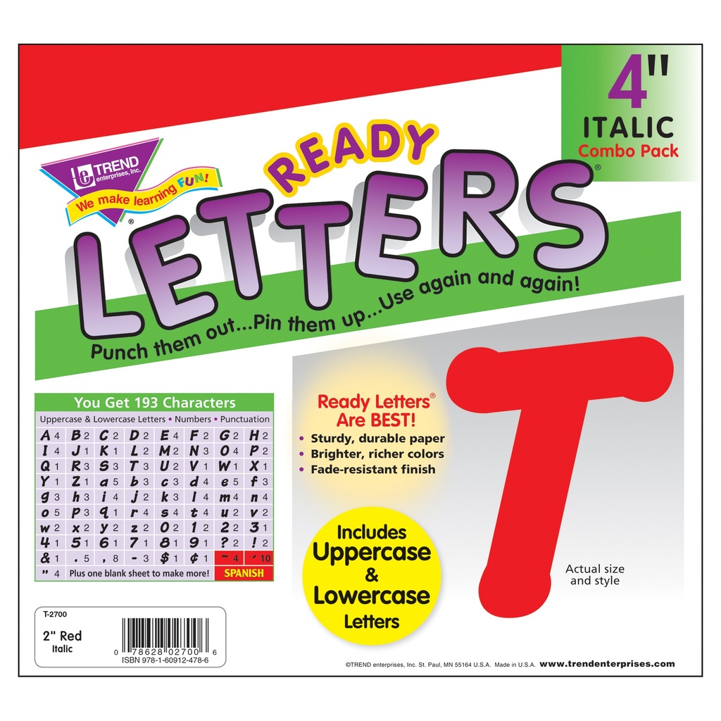 Red 4" Italic Combo Ready Letters®