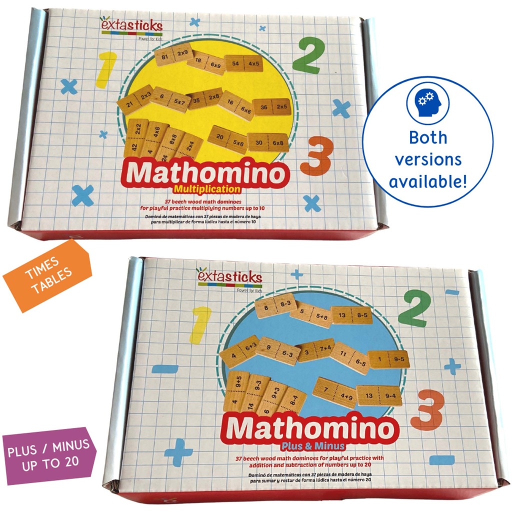 Mathomino Plus & Minus up to 20 Addition & Subtraction Wooden Math Domino Game