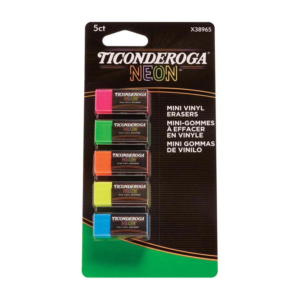 60 Mini Vinyl Erasers in 5 Assorted Neon Colors