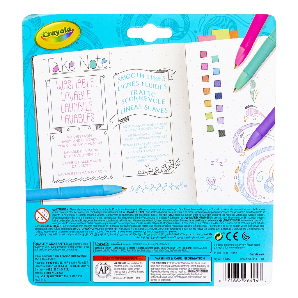 14 Color Take Note! Washable Gel Pens 2ct