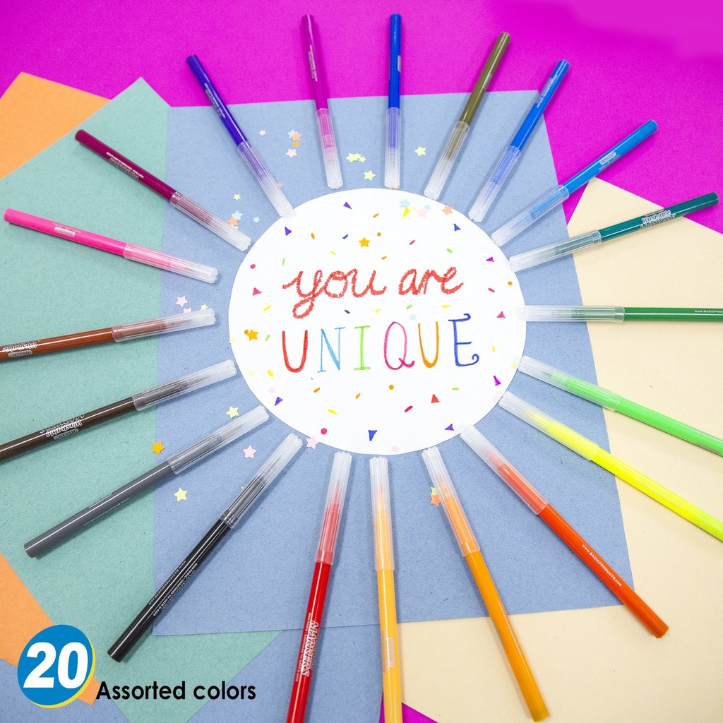 240 Fine Line Washable Markers in 20 Assorted Colors