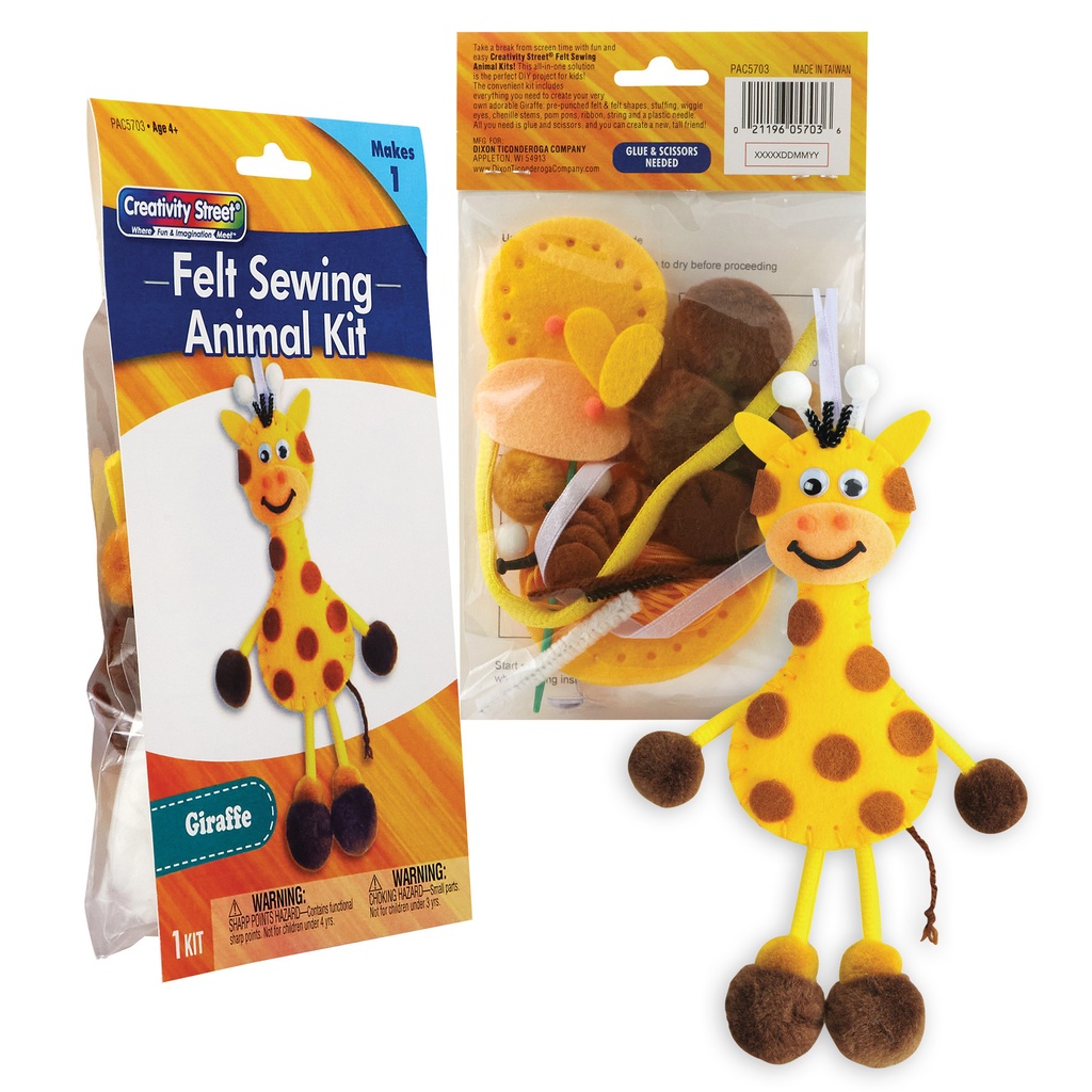 Felt & Foam Animal Craft Kits: Giraffe, Monkey, Tiger, Panda, Elephant & Fox