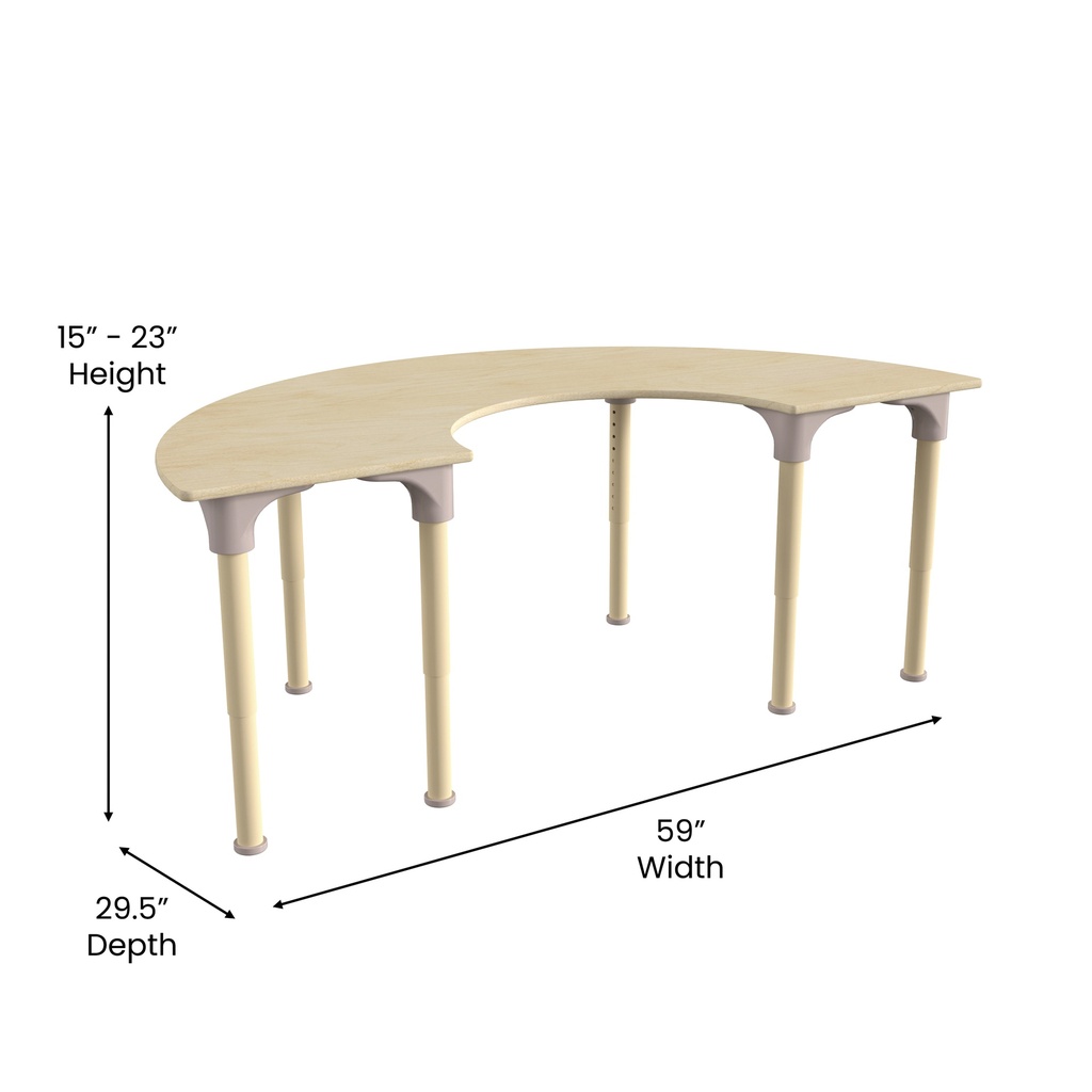 Adjustable Height  Half Circle Classroom Activity Table