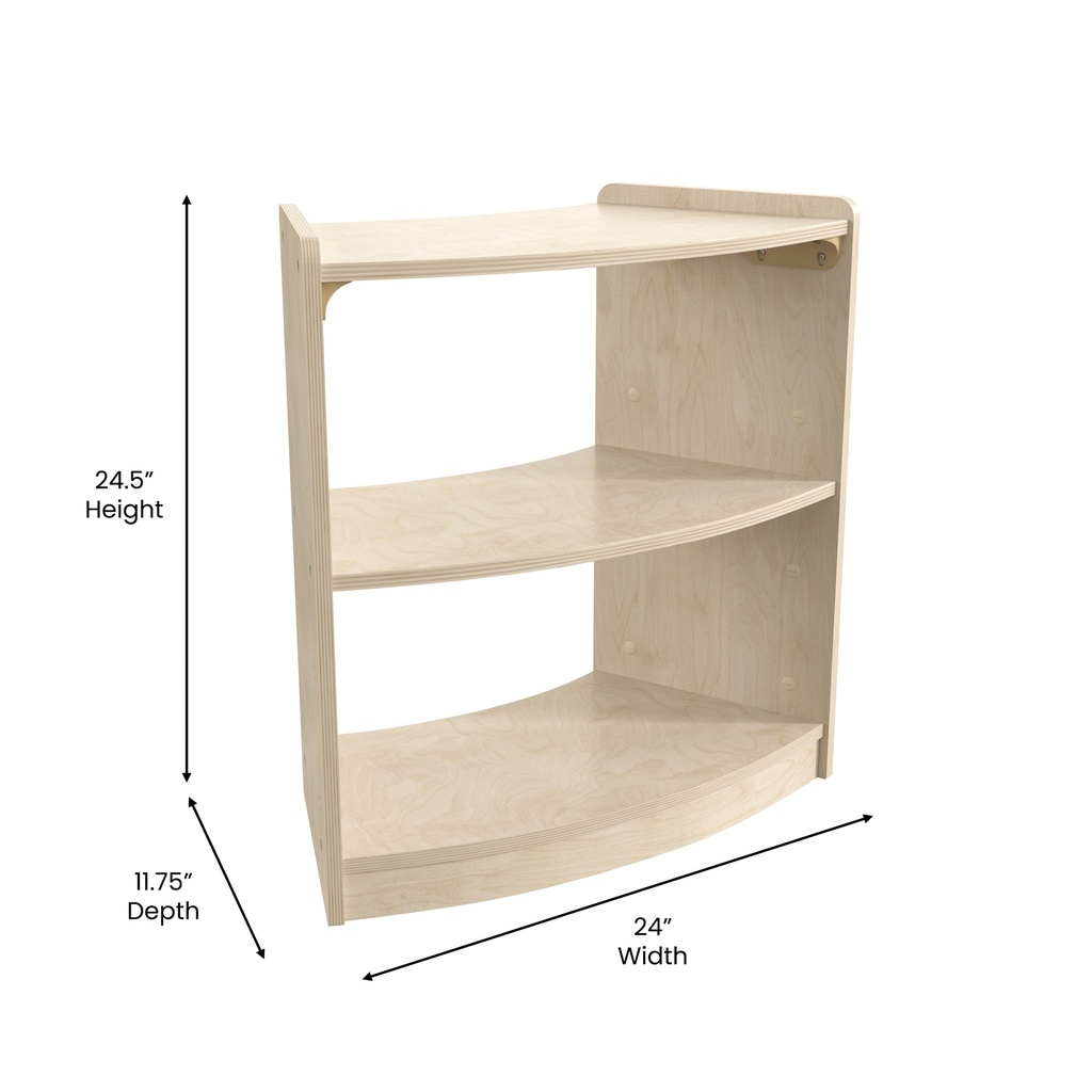 Wooden Bow Front Open Corner Storage Unit