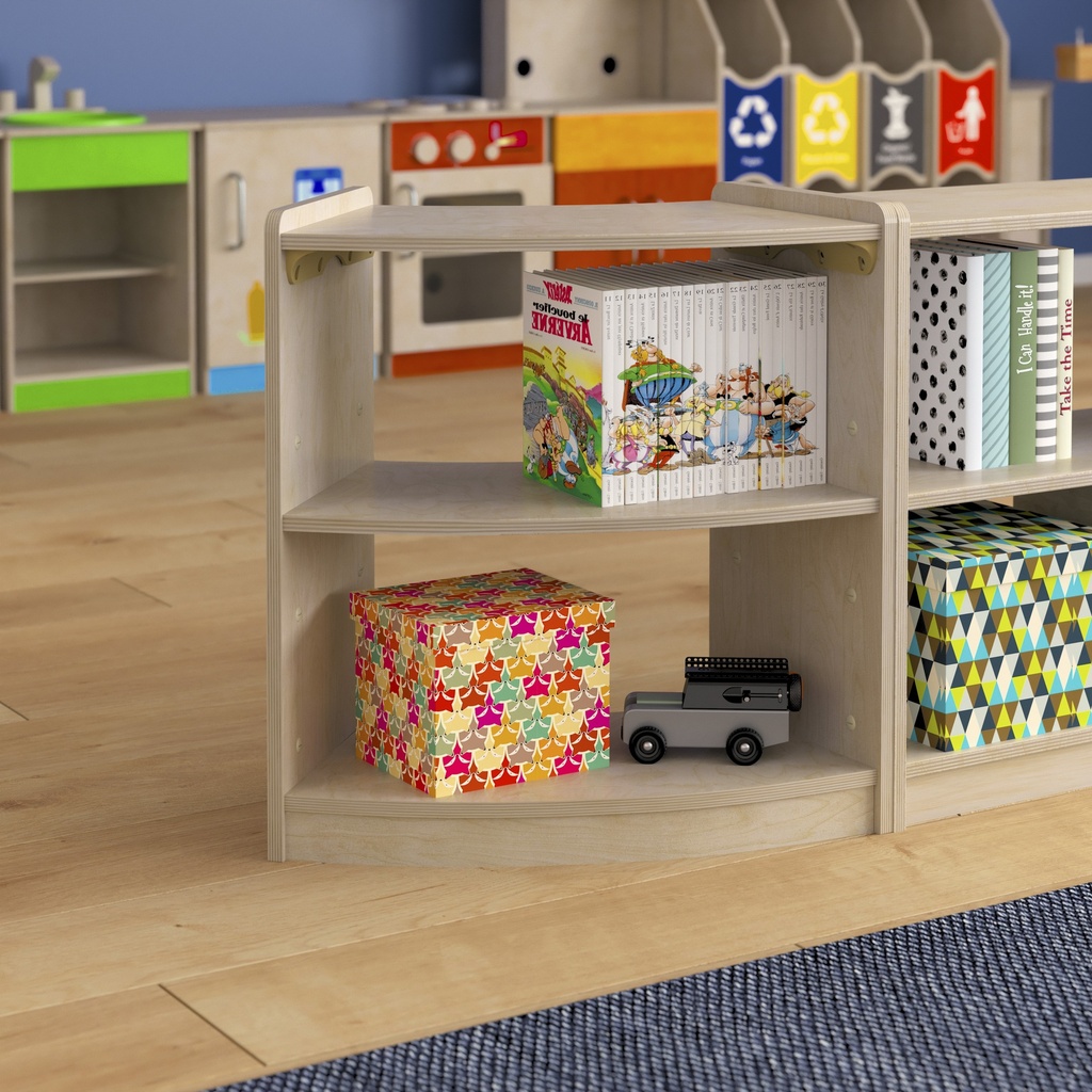 Wooden Bow Front Open Corner Storage Unit