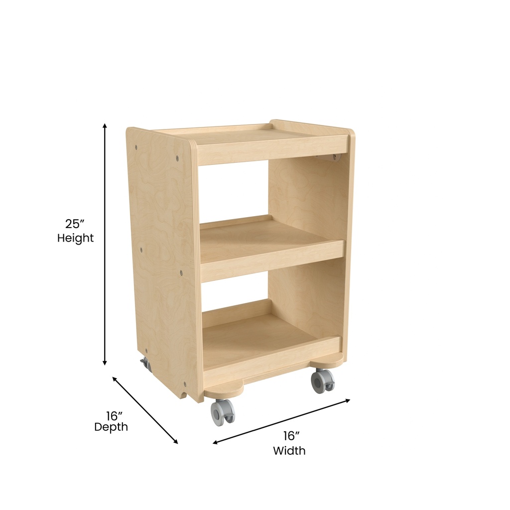 Wooden Mobile Storage Cart with Locking Caster Wheels