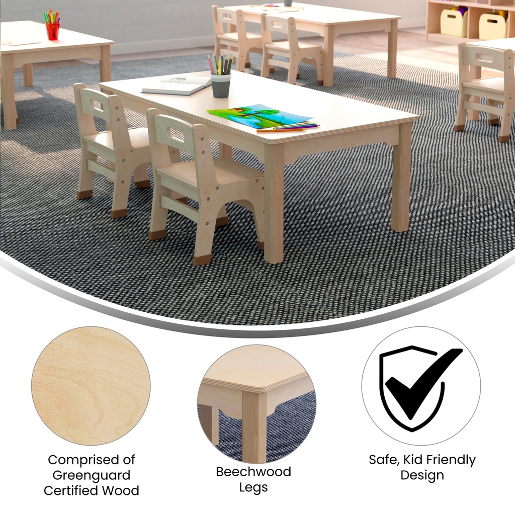 Wooden Rectangle Classroom Activity Table